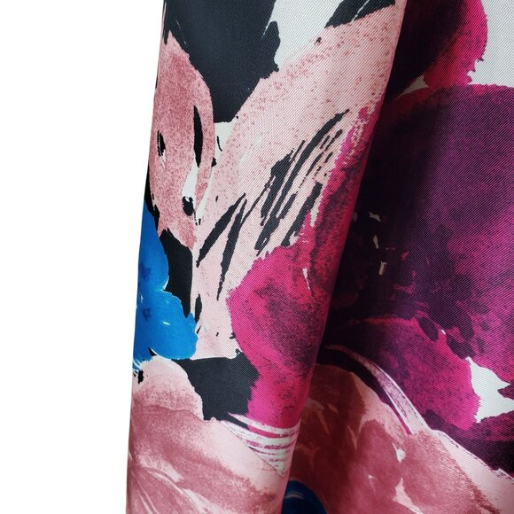 Ellen Tracy Arcadia Print Black Lace Pink Blue Floral Fit and Flare Midi Dress - Picture 5 of 13